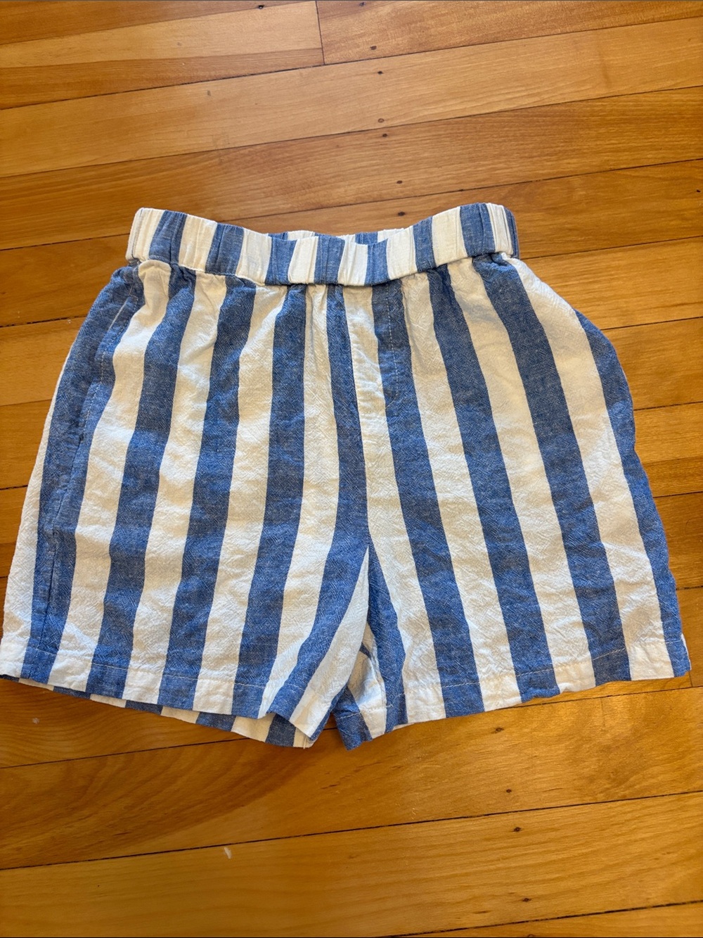 Seed Heritage Striped Blue and White Kid’s Linen Shorts